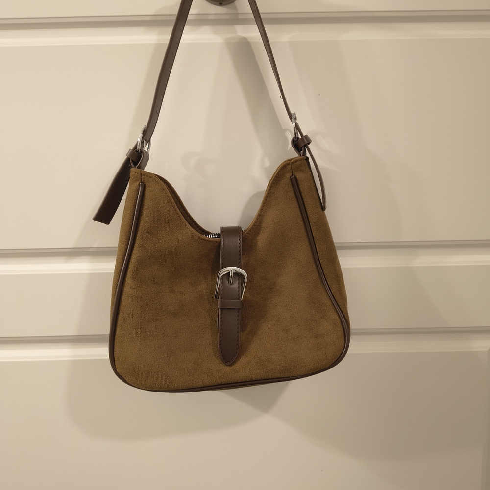 Brown Suede Shoulder Bag